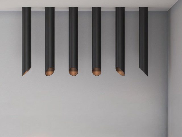 12 x gu10 opbouw design armatuur cilinder zand zwart 45cm - afbeelding 1 van  5