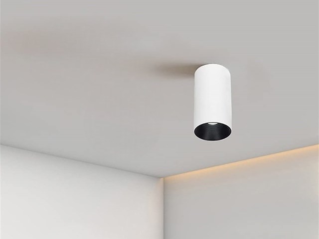 12 x gu10 opbouwspot armatuur cilinder zand wit en zwart - afbeelding 3 van  6