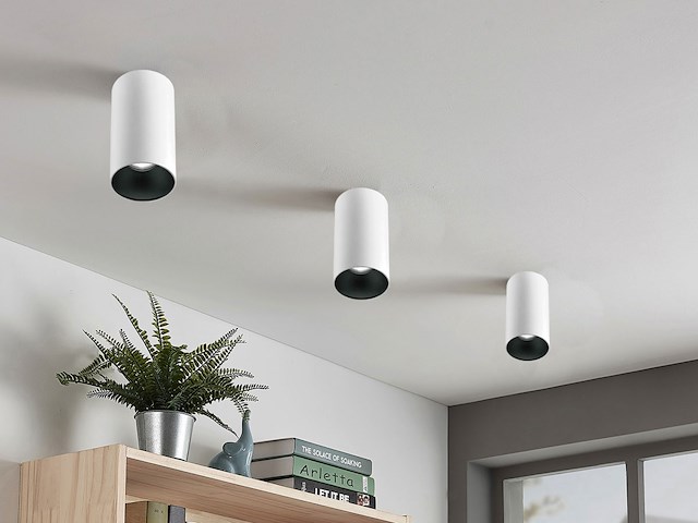 12 x gu10 opbouwspot armatuur cilinder zand wit en zwart - afbeelding 5 van  6