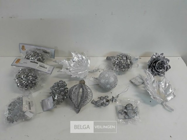 12 x hangdeco zilver / grijs mix - afbeelding 2 van  3
