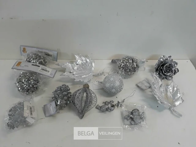 12 x hangdeco zilver / grijs mix - afbeelding 1 van  3