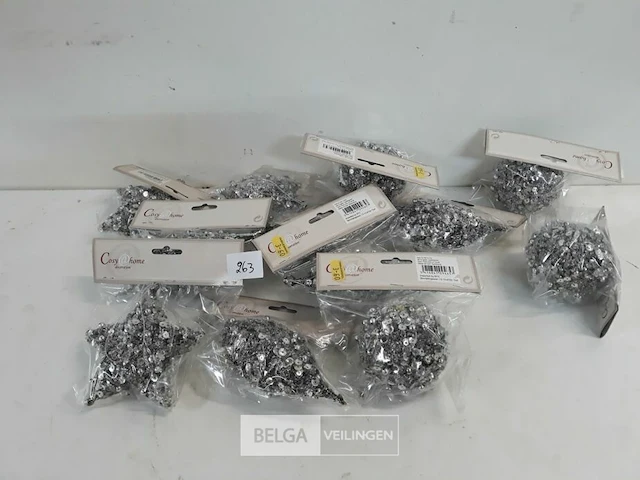 12 x hangdeco zilver pailletten mix - afbeelding 2 van  3