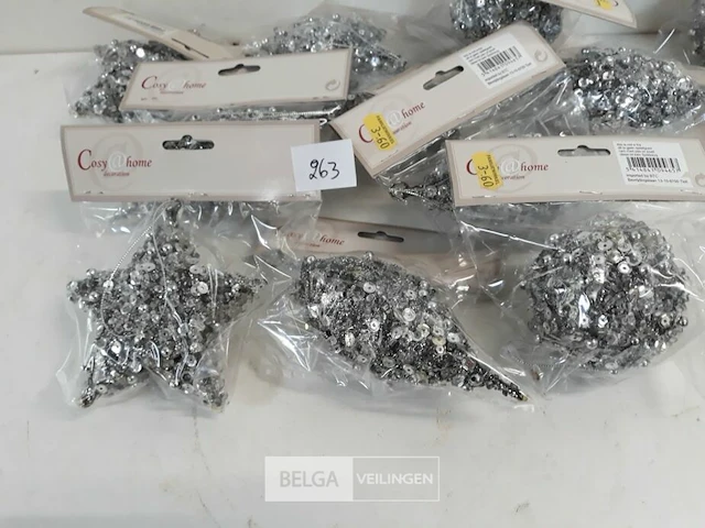 12 x hangdeco zilver pailletten mix - afbeelding 3 van  3