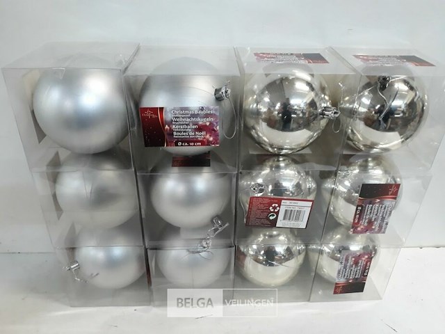 12 x kerstbal pvc zilver 10 cm - afbeelding 1 van  3