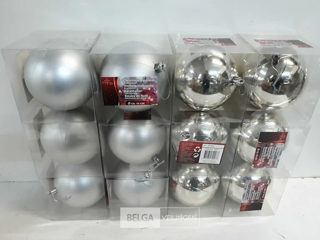 12 x kerstbal pvc zilver 10 cm - afbeelding 2 van  3