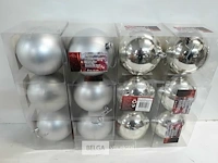 12 x kerstbal pvc zilver 10 cm - afbeelding 2 van  3