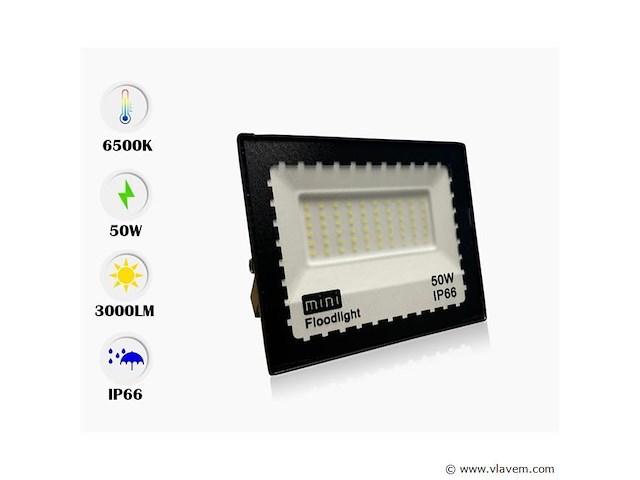12 x led schijnwerper 50w mini – 6500k koud wit – ip65 waterdicht - afbeelding 4 van  4