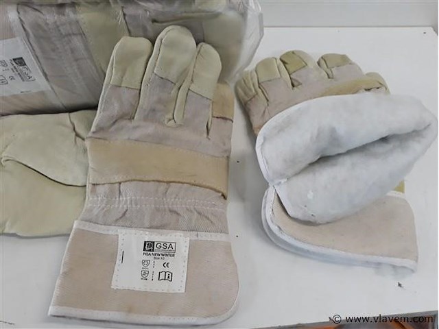 12 x lederen werkhandschoen met wol maat 10 - afbeelding 2 van  2