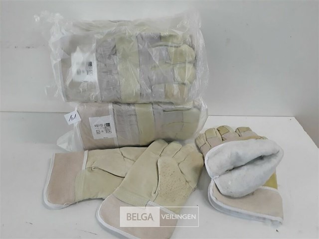 12 x lederen werkhandschoen met wol maat 10 - afbeelding 1 van  3