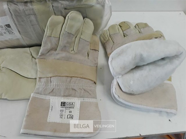12 x lederen werkhandschoen met wol maat 10 - afbeelding 3 van  3