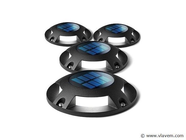 12 x solar 4 lichts led grond spot zwart - afbeelding 1 van  8