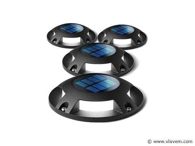 12 x solar 4 lichts led grond spot zwart - afbeelding 1 van  7