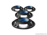 12 x solar 4 lichts led grond spot zwart - afbeelding 1 van  7