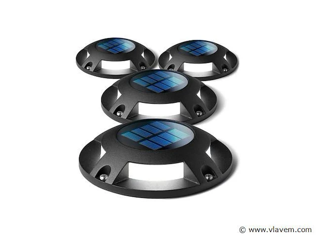12 x solar 4 lichts led grond spot zwart - afbeelding 1 van  8