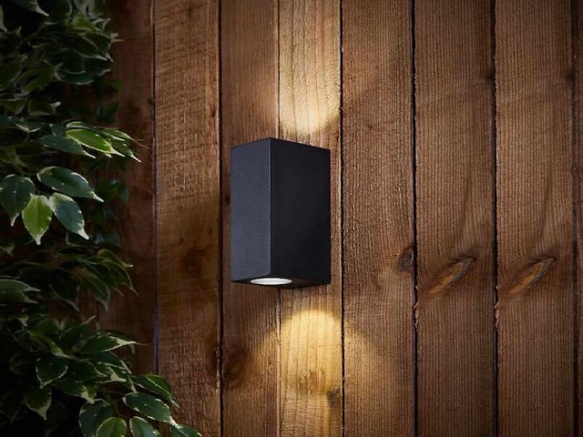 12 x wandlamp rechthoekig gu10 duo fitting zwart waterdicht - afbeelding 3 van  8