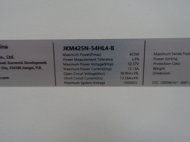 12 x zonnepaneel jinko 425 fb (5.100 wp) - afbeelding 6 van  6