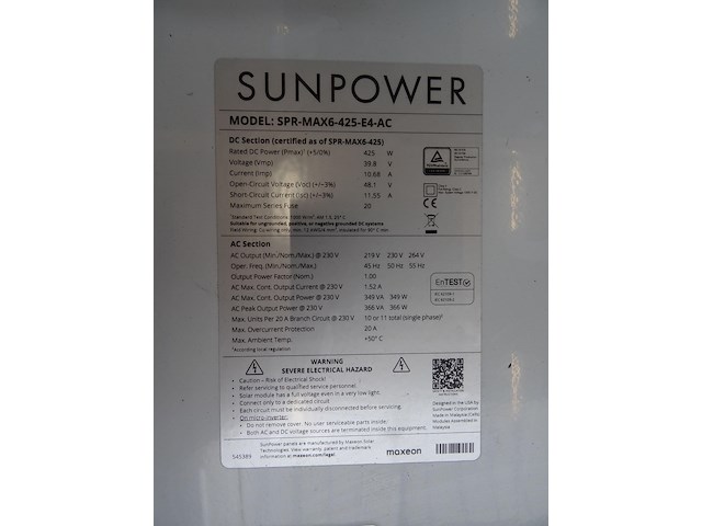 12 x zonnepaneel sunpower max6 425 ac (5.100 wp) - afbeelding 4 van  4