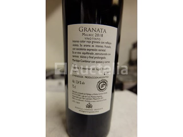 120 flessen rode wijn 75 cl - argentinië granata malbec 2018 - afbeelding 2 van  4