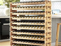 120-flessen wijnrek, 6-lags stapelbaar rek met massief houten frame