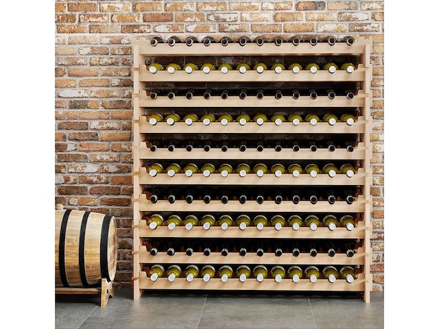 120-flessen wijnrek, 6-lags stapelbaar rek met massief houten frame - afbeelding 3 van  10