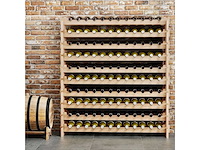 120-flessen wijnrek, 6-lags stapelbaar rek met massief houten frame - afbeelding 3 van  10
