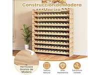 120-flessen wijnrek, 6-lags stapelbaar rek met massief houten frame - afbeelding 10 van  10