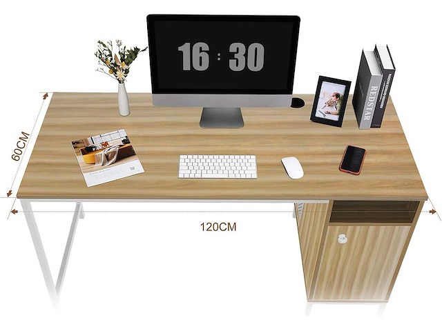 120 x 60 computerbureau met planken - afbeelding 4 van  6