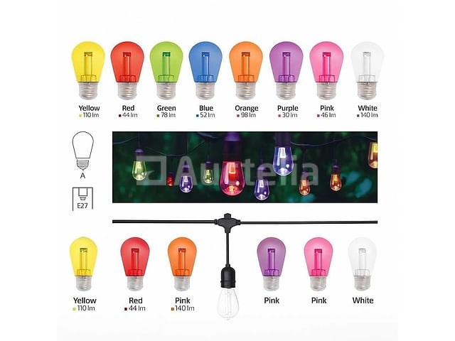 120 x st45 filament shockproof led lampen – 5 kleuren – e27 - afbeelding 4 van  4