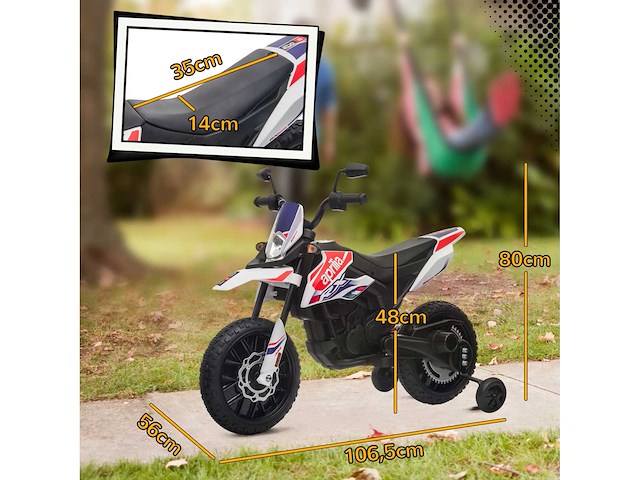 12v elektrische motorfiets voor kinderen met aandrijfwielen, led-verlichting, muziek - afbeelding 4 van  10