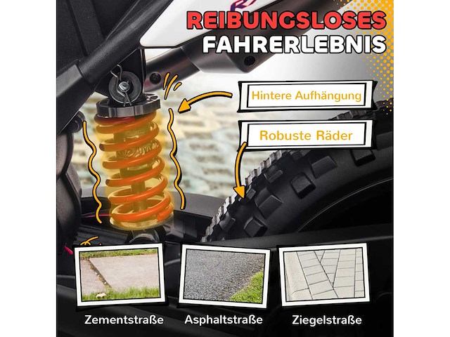 12v elektrische motorfiets voor kinderen met aandrijfwielen, led-verlichting, muziek - afbeelding 8 van  10