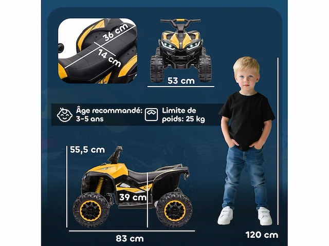 12v elektrische quad voor kinderen, elektrische auto voor kinderen, 2 motoren, 2 versnellingen van 3-6 km/u, led-koplampen - afbeelding 3 van  5