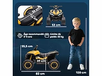 12v elektrische quad voor kinderen, elektrische auto voor kinderen, 2 motoren, 2 versnellingen van 3-6 km/u, led-koplampen - afbeelding 3 van  5