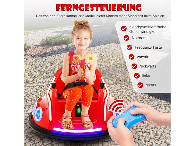 12v kinderbotsauto met 360° rotatie, muziek, verlichting en afstandsbediening - afbeelding 7 van  10