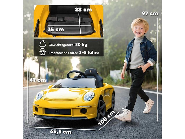 12v kinderelektrische auto met 2,4ghz afstandsbediening, 2 motoren - afbeelding 7 van  8