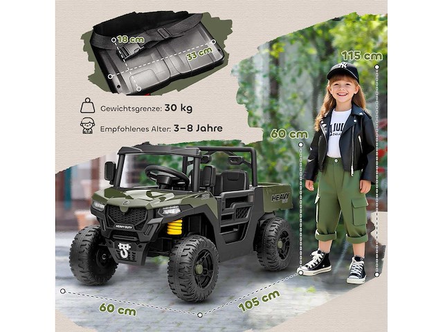 12v kinderen elektrische auto met afstandsbediening, ophanging, kofferbak en muziek, leeftijd 3-8 jaar - afbeelding 4 van  10