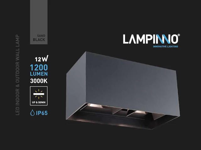 12w led zwart wandlamp 4 licht verstelbaar waterdicht(8x) - afbeelding 5 van  7