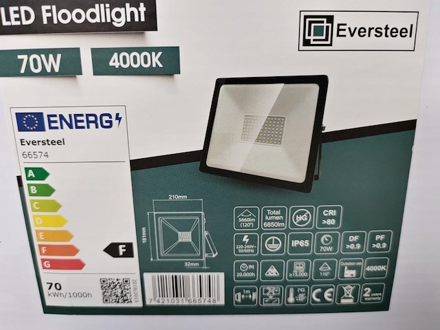 12x eversteel led breedstraler 70 watt - afbeelding 2 van  3