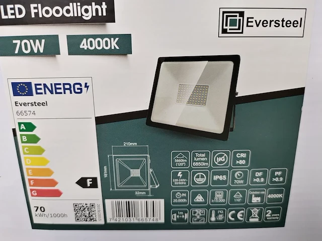 12x eversteel led breedstraler 70 watt - afbeelding 2 van  3