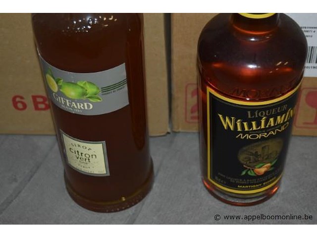 12x fles, giffard sirop citron vert en morand liqueur williamine - afbeelding 2 van  2