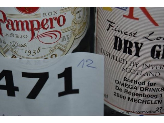 12x fles gin en rum, o.a. hendrick's, pampero, k, bluecoat, 70cl - afbeelding 4 van  4