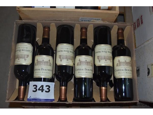 12x fles rode wijn, château beaumont, haut-médoc, 2010, 75cl - afbeelding 1 van  3