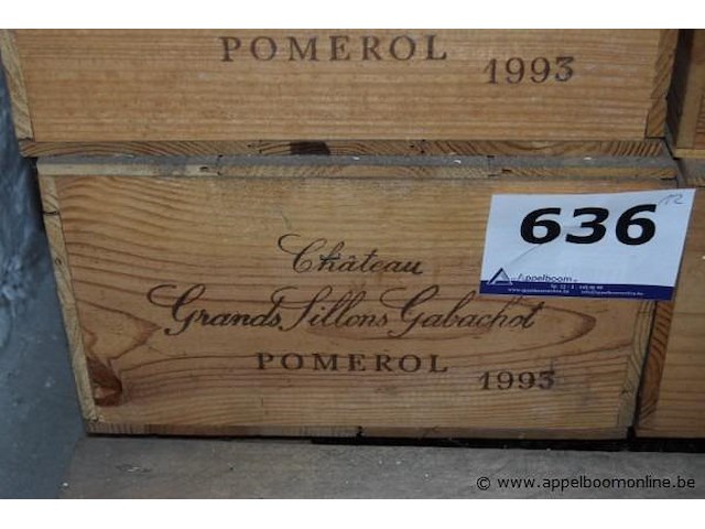 12x fles rode wijn, château grands sillons gabachot, pomerol, 1993 - afbeelding 1 van  1