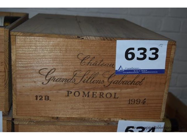 12x fles rode wijn, château grands sillons gabachot, pomerol, 1994, 75cl - afbeelding 1 van  1