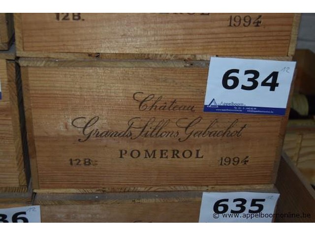 12x fles rode wijn, château grands sillons gabachot, pomerol, 1994, 75cl - afbeelding 1 van  1