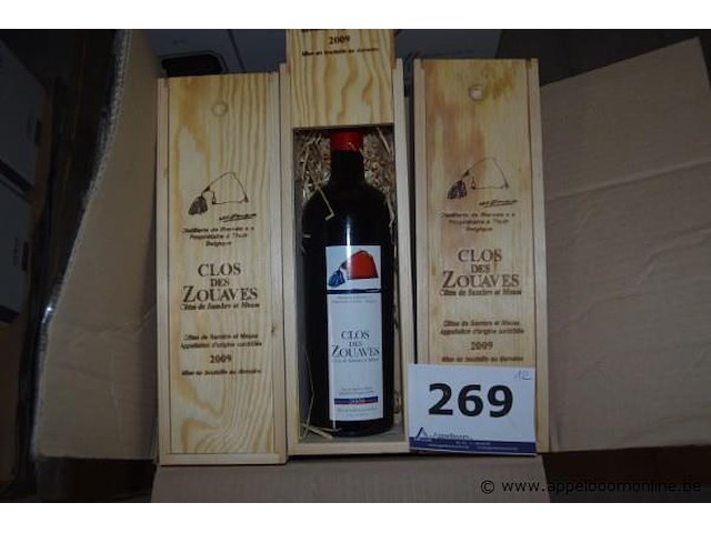12x fles rode wijn, clos des zouaves, côtes de sambre et meuse, 2009, 75cl - afbeelding 1 van  3