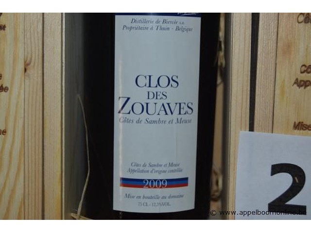 12x fles rode wijn, clos des zouaves, côtes de sambre et meuse, 2009, 75cl - afbeelding 2 van  3