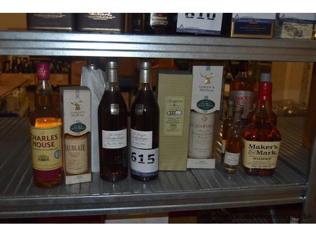 12x fles sterke drank, wo. dartigalongue bas armagnac 70cl, maker's mark kentucky straight bourbon 70cl, gordon & macphail balblair 10 years, longrow 10 years - afbeelding 1 van  4