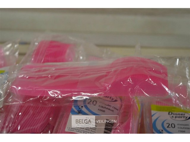 12x20 st plastieken roze messen - afbeelding 3 van  3