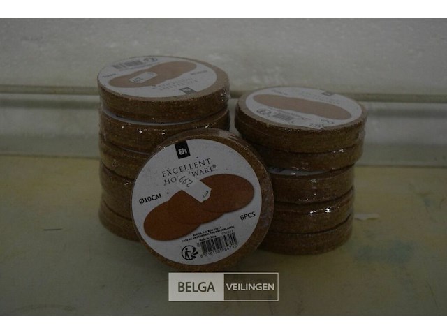 12x6st kurkonderleggers ø10 cm - afbeelding 1 van  2