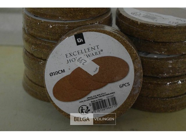 12x6st kurkonderleggers ø10 cm - afbeelding 2 van  2